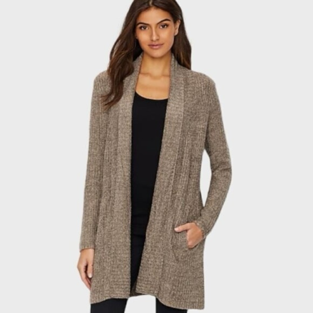 Barefoot Dreams CozyChic Lite Montecito Cardigan midi duster in olive green